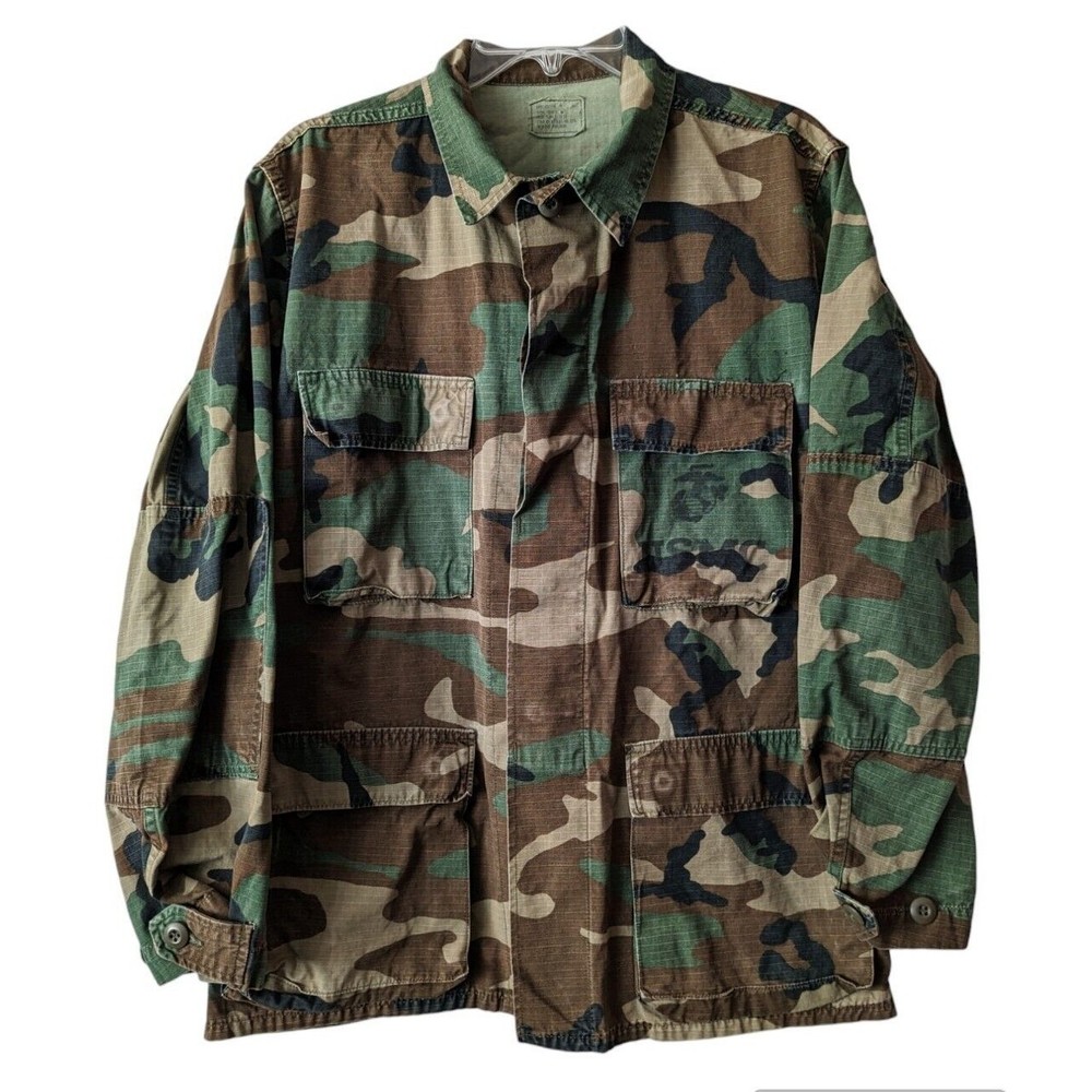 COAT HOT WEATHER WOODLAND CAMOUFLAGE PATTERN COMBAT SZ S Reg Army USMC pocket